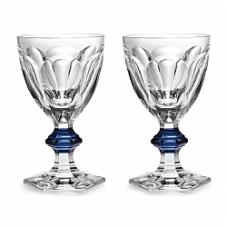 Baccarat   Tabletop   Drinkware - Baccarat Harcourt Extensions Glass With Blue Knob Set of 2