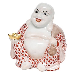 Herend   Home Decor   Figurines - Herend Small Laughing Buddha Rust