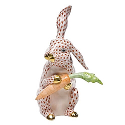 Herend   Animals   Rabbits - Herend Large Bunny With Carrot Rust