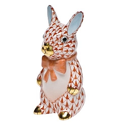 Herend   Animals   Rabbits - Herend Bunny with bowtie Rust