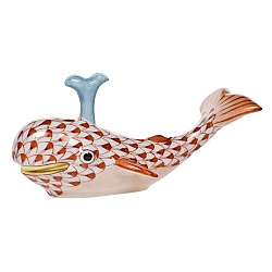 Herend   Animals   Aquatic - Herend Baby Whale With Spout Rust