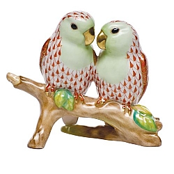 Herend   Animals   Birds - Herend Love Birds On Branch Rust