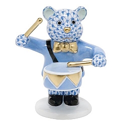 Herend   Animals   Bear - Herend Little Drummer Bear Blue