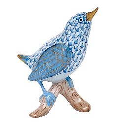 Herend   Animals   Birds - Herend House Wren Blue