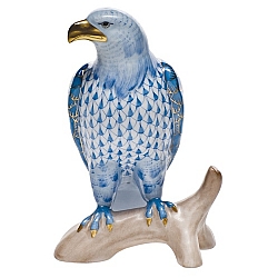 Herend   Animals   Birds - Herend Small Bald Eagle Blue