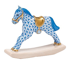 Herend   Animals   Horse - Herend Rocking Horse Blue