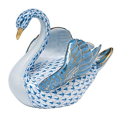 Herend   Animals   Birds - Herend Swan Blue