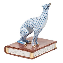 Herend   Animals   Dogs - Herend Greyhound Bookend Right Blue