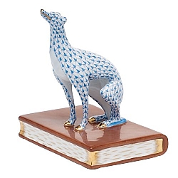 Herend   Animals   Dogs - Herend Greyhound Bookend Left Blue