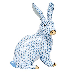 Herend   Animals   Rabbits - Herend Large Sitting Bunny Blue