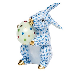 Herend   Animals   Rabbits - Herend Easter Bunny Blue