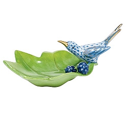 Herend   Animals   Birds - Herend Hummingbird On Leaf Blue