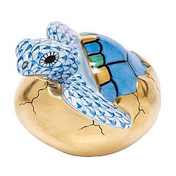 Herend   Animals   Aquatic - Herend Hatching Sea Turtle Blue