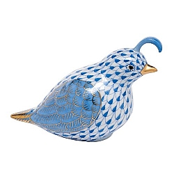 Herend   Animals   Birds - Herend California Quail Blue