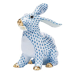 Herend   Animals   Rabbits - Herend Bunny With Daisy Blue