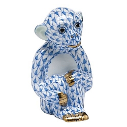 Herend   Animals   Wildlife - Herend Little Monkey Blue