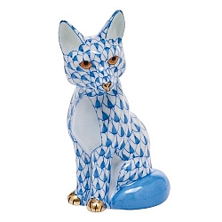 Herend   Animals   Wildlife - Herend Sitting Fox Blue