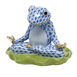 Herend   Animals   Frog - Herend Yoga Frog Blue