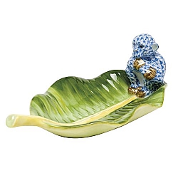 Herend   Animals   Wildlife - Herend Monkey On Banana Leaf Blue