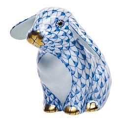 Herend   Animals   Rabbits - Herend Sitting Lop Ear Bunny Blue