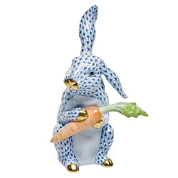 Herend   Animals   Rabbits - Herend Large Bunny with carrot Blue