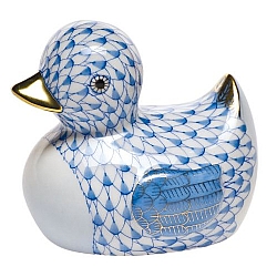 Herend   Animals   Ducks - Herend Rubber Ducky Blue