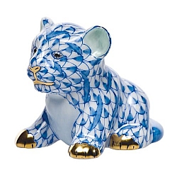 Herend   Animals   Wildlife - Herend Little Tiger Cub Blue