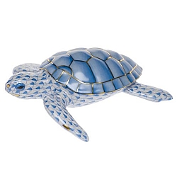 Herend   Animals   Aquatic - Herend Loggerhead Turtle Blue