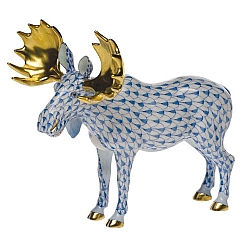 Herend   Animals   Wildlife - Herend Moose Blue