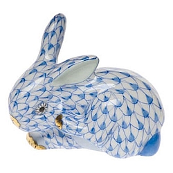 Herend   Animals   Rabbits - Herend Small Scratching Bunny Blue