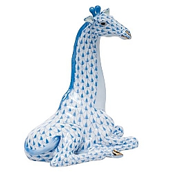 Herend   Animals   Wildlife - Herend Giraffe Blue