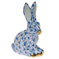 Herend   Animals   Rabbits - Herend Miniature Sitting Rabbit Blue