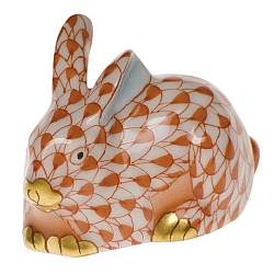 Herend   Animals   Rabbits - Herend Miniature Lying Rabbit Rust