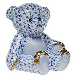 Herend   Animals   Bear - Herend Small Teddy Bear Blue