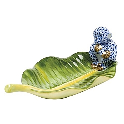 Herend   Animals   Wildlife - Herend Monkey On Banana Leaf Sapphire