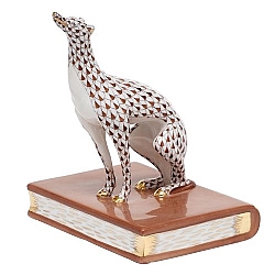 Herend   Animals   Dogs - Herend Greyhound Bookend Left Chocolate