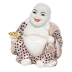 Herend   Home Decor   Figurines - Herend Small Laughing Buddha Chocolate