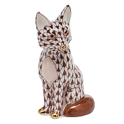 Herend   Animals   Wildlife - Herend Sitting Fox Chocolate