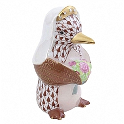 Herend   Animals   Birds - Herend Penguin Bride Chocolate