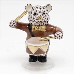 Herend   Animals   Bear - Herend Little Drummer Bear Chocolate