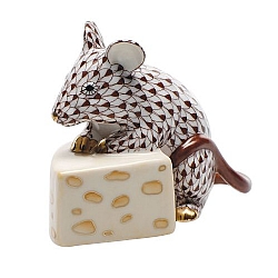 Herend   Animals   Little Animals - Herend Mouse With Cheese Chocolate