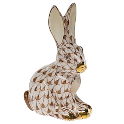 Herend   Animals   Rabbits - Herend Miniature Sitting Rabbit Chocolate