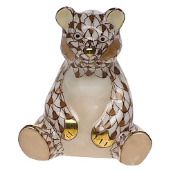 Herend   Animals   Bear - Herend Miniature Baby Bear Sitting Chocolate