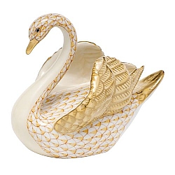 Herend   Animals   Birds - Herend Swan Butterscotch