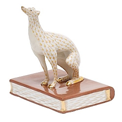 Herend   Animals   Dogs - Herend Greyhound Bookend Left Butterscotch