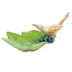 Herend   Animals   Birds - Herend Hummingbird On Leaf Butterscotch