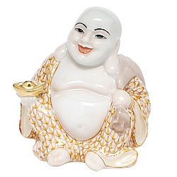 Herend   Home Decor   Figurines - Herend Small Laughing Buddha Butterscotch