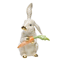 Herend   Animals   Rabbits - Herend Large Bunny with carrot Butterscotch