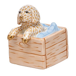 Herend   Animals   Dogs - Herend Puppy In Crate Butterscotch