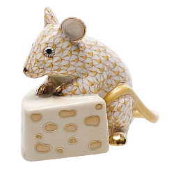 Herend   Animals   Little Animals - Herend Mouse With Cheese Butterscotch